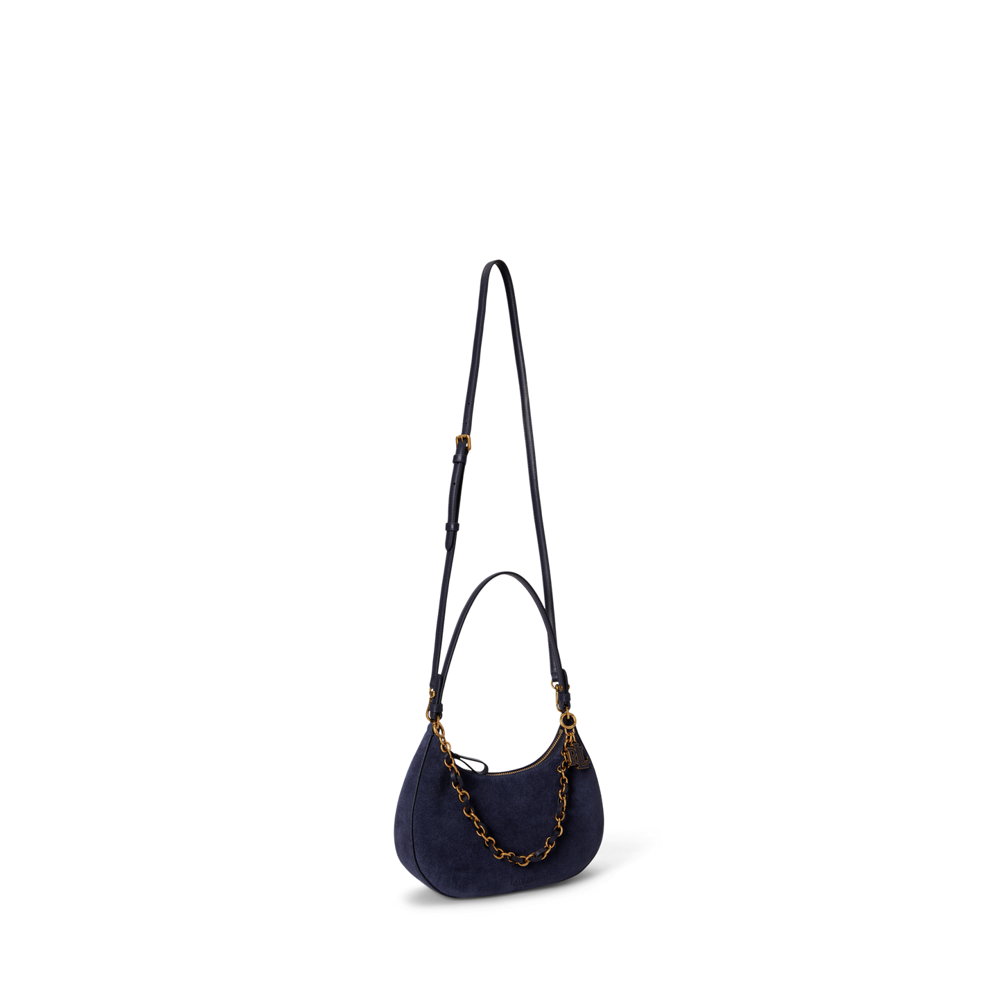 Женская сумка Ralph Lauren Suede Medium Marcy Zip Shoulder, цвет: Тёмно-синий — фото 1