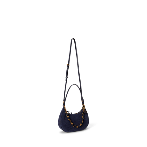 Женская сумка Ralph Lauren Suede Medium Marcy Zip Shoulder, цвет: Тёмно-синий
