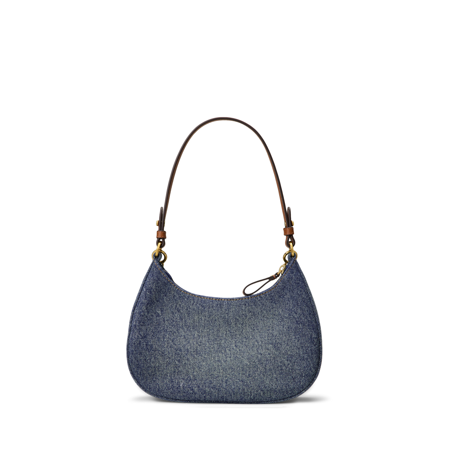 Женская сумка Ralph Lauren Denim Medium Marcy Zip Shoulder, цвет: Синий / Рыжевато-коричневый — фото 2