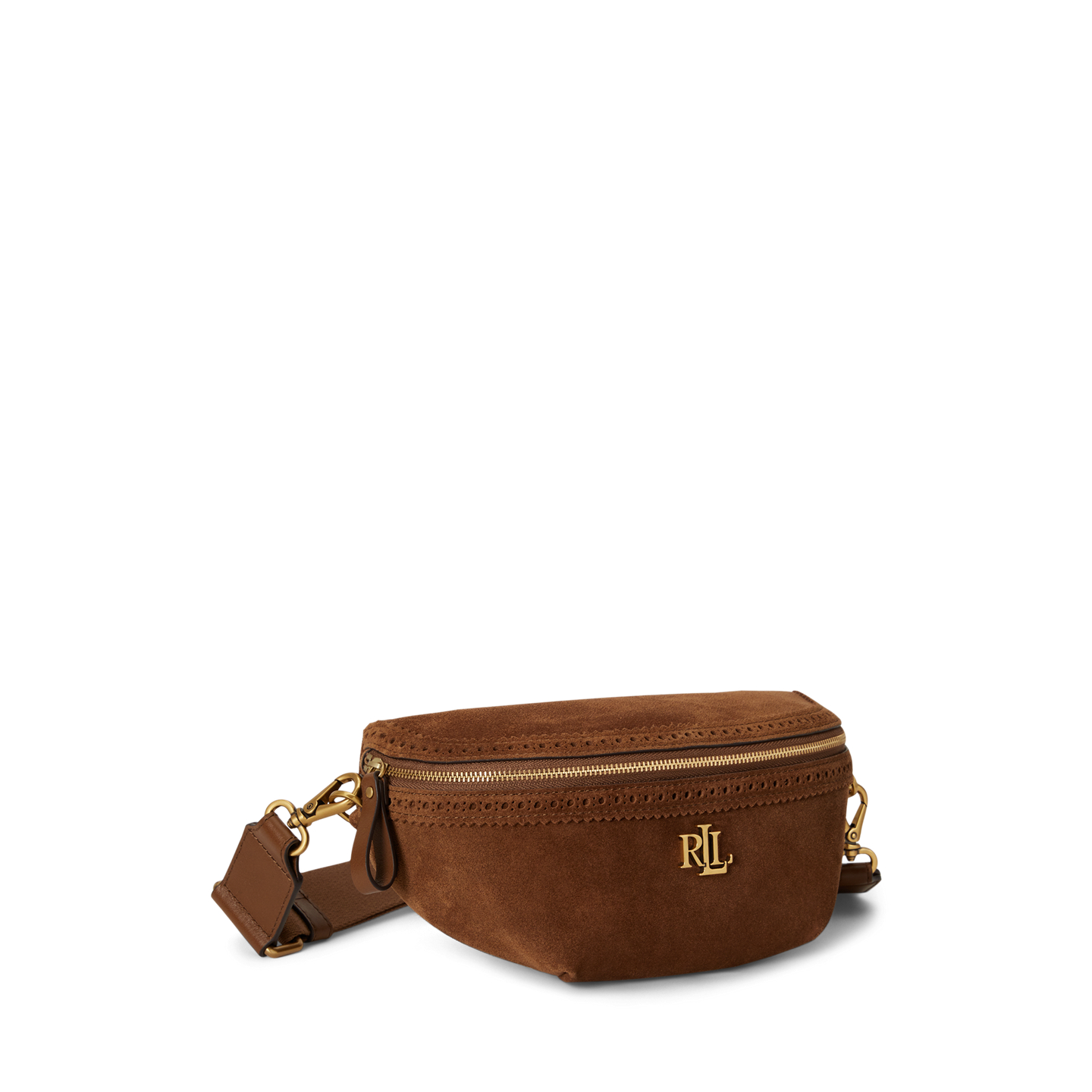 Женская сумка Ralph Lauren Perforated Suede Marcy Belt, цвет: Светлый табачный — фото 1