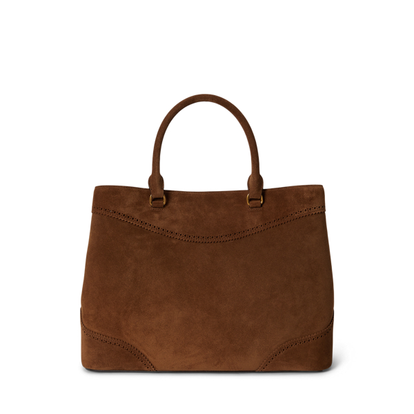 Light Tobacco Perforated Suede Large Marcy Satchel Lauren 3
