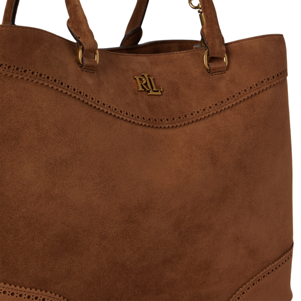 Light Tobacco Perforated Suede Large Marcy Satchel Lauren 5