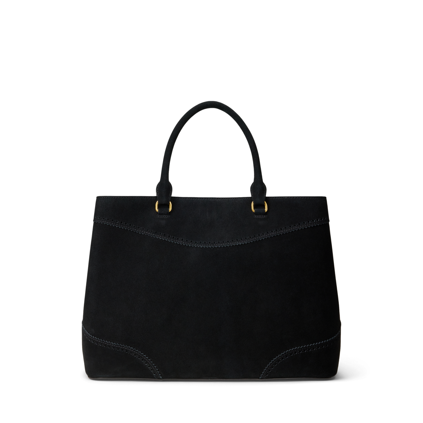 Женская сумка Ralph Lauren Perforated Suede Large Marcy Satchel, цвет: Чёрный — фото 2