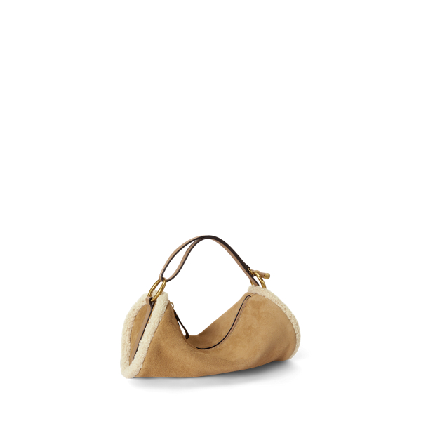 Camel/Natural Shearling-Trim Medium Blaike Barrel Bag Lauren 2