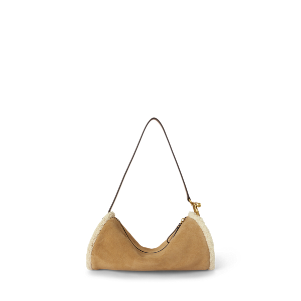Camel/Natural Shearling-Trim Medium Blaike Barrel Bag Lauren 3