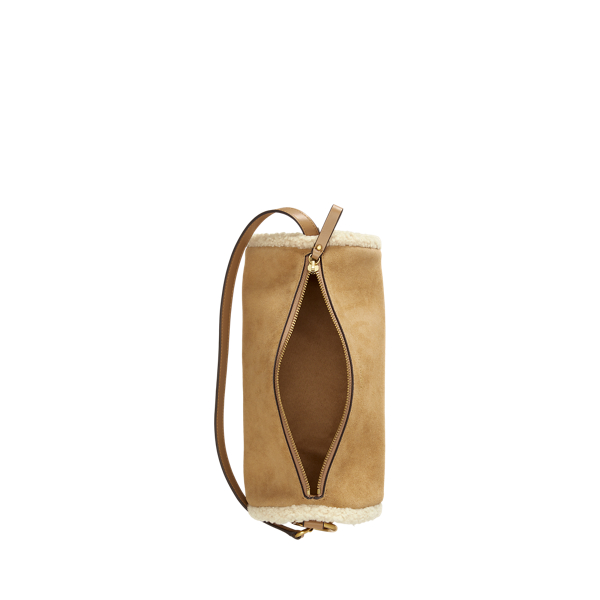 Camel/Natural Shearling-Trim Medium Blaike Barrel Bag Lauren 4