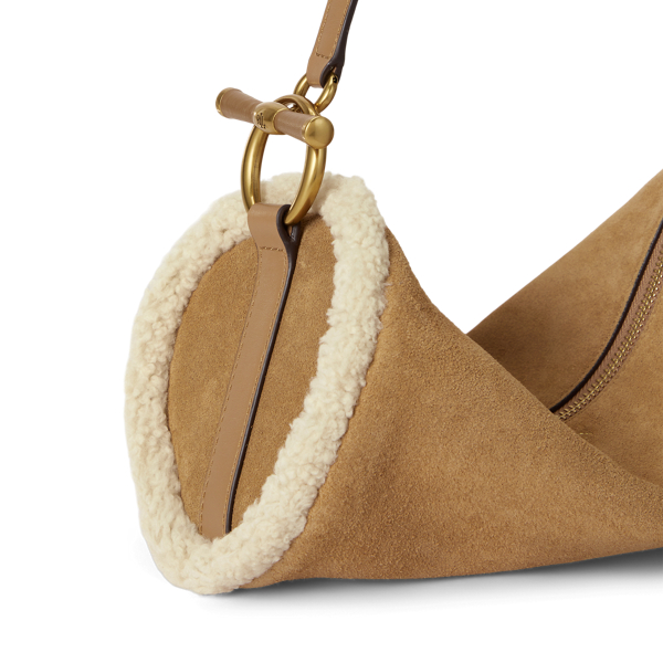 Camel/Natural Shearling-Trim Medium Blaike Barrel Bag Lauren 5