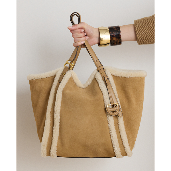 Tasha Large totev&auml;ska med f&aring;rskinnskant Lauren i Camel/Natural 7