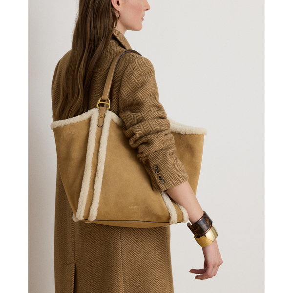Tasha Large totev&auml;ska med f&aring;rskinnskant Lauren i Camel/Natural 8