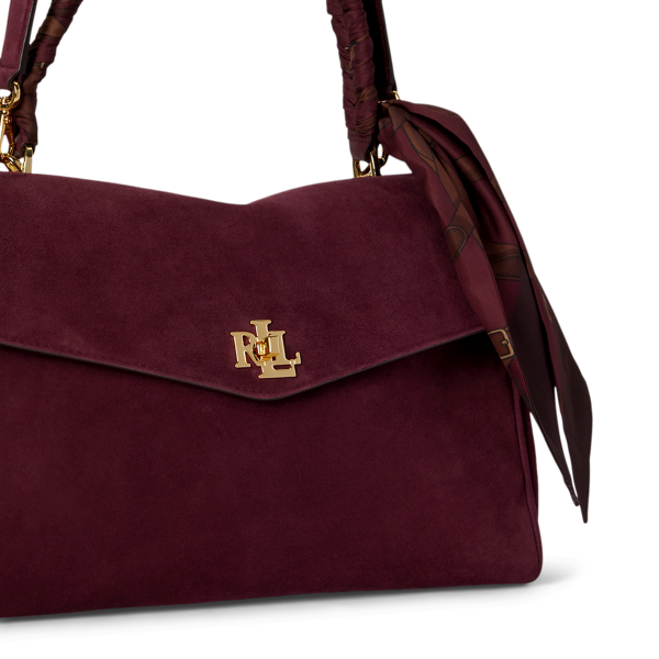 Farrah medium zachte tas met sjaaldetail Lauren in Dk grnt/Urban bltng/Grnt 7