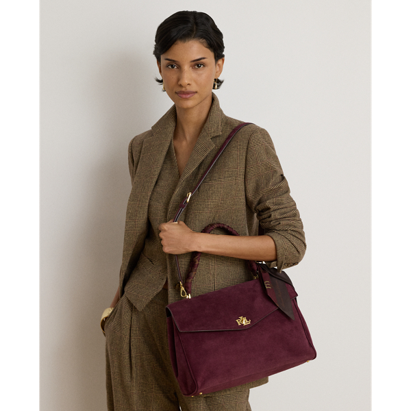 Farrah medium zachte tas met sjaaldetail Lauren in Dk grnt/Urban bltng/Grnt 8