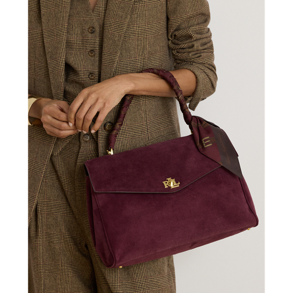 Farrah medium zachte tas met sjaaldetail Lauren in Dk grnt/Urban bltng/Grnt 9