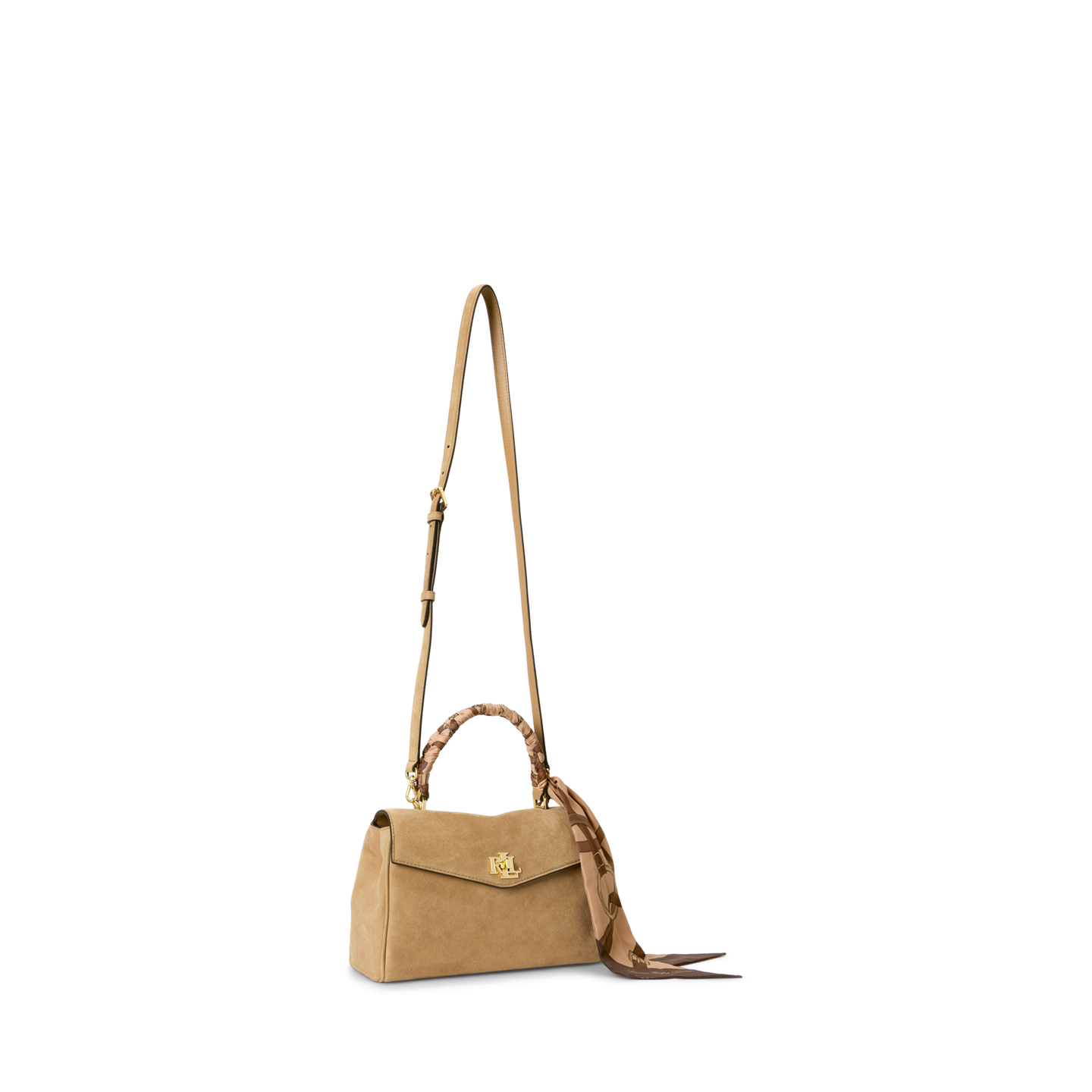 Женская сумка Ralph Lauren Scarf-Trim Small Farrah Soft Satchel, цвет: Верблюжий — фото 1