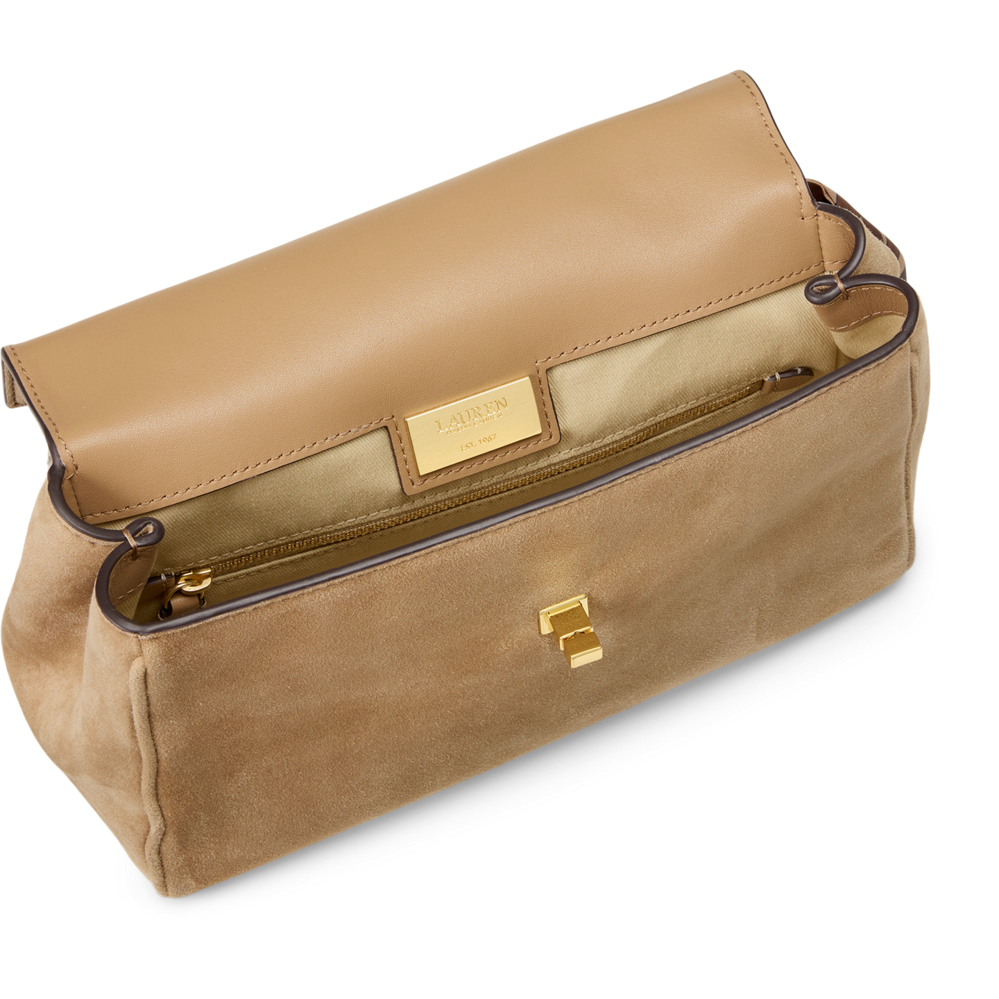 Женская сумка Ralph Lauren Scarf-Trim Small Farrah Soft Satchel, цвет: Верблюжий — фото 3