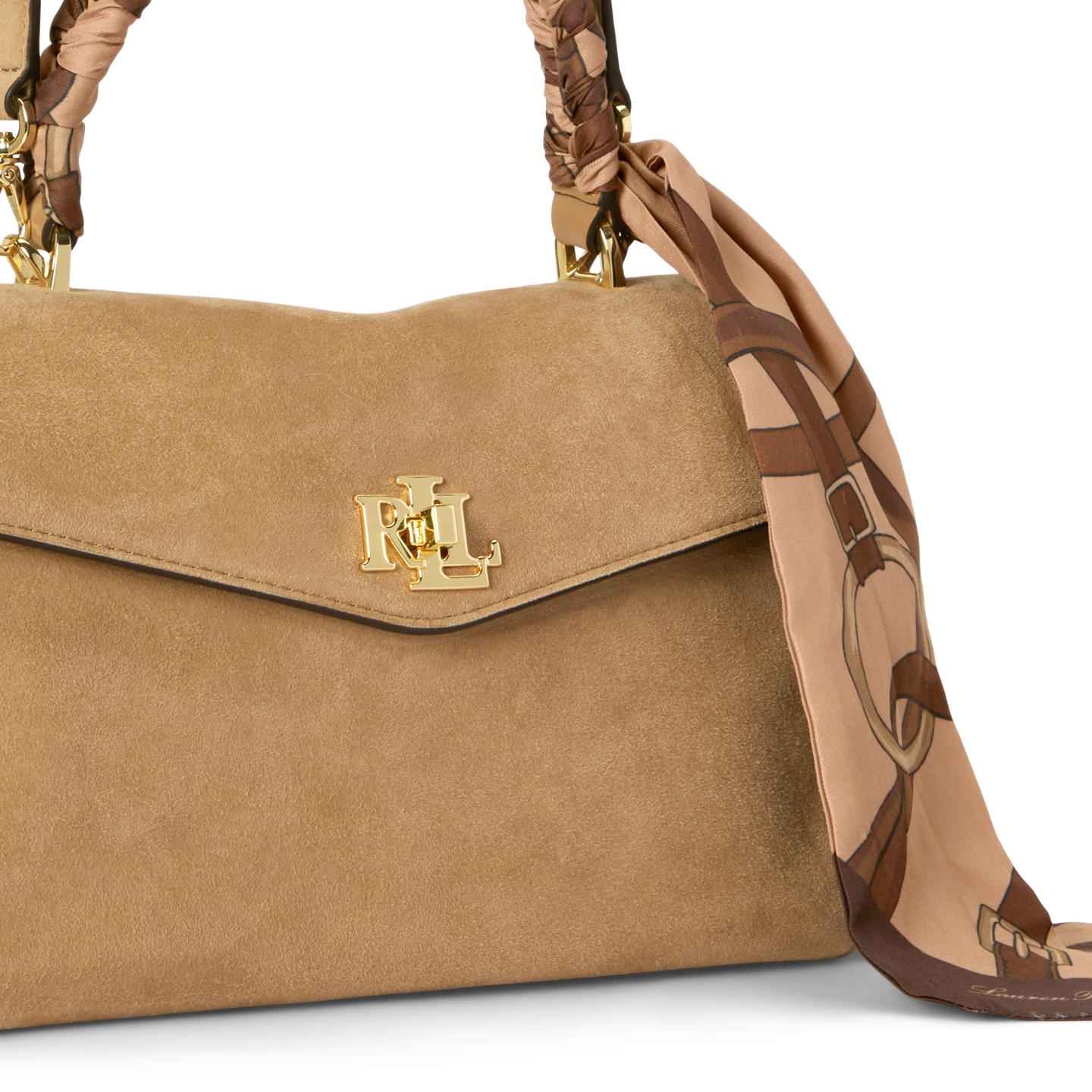 Женская сумка Ralph Lauren Scarf-Trim Small Farrah Soft Satchel, цвет: Верблюжий — фото 4