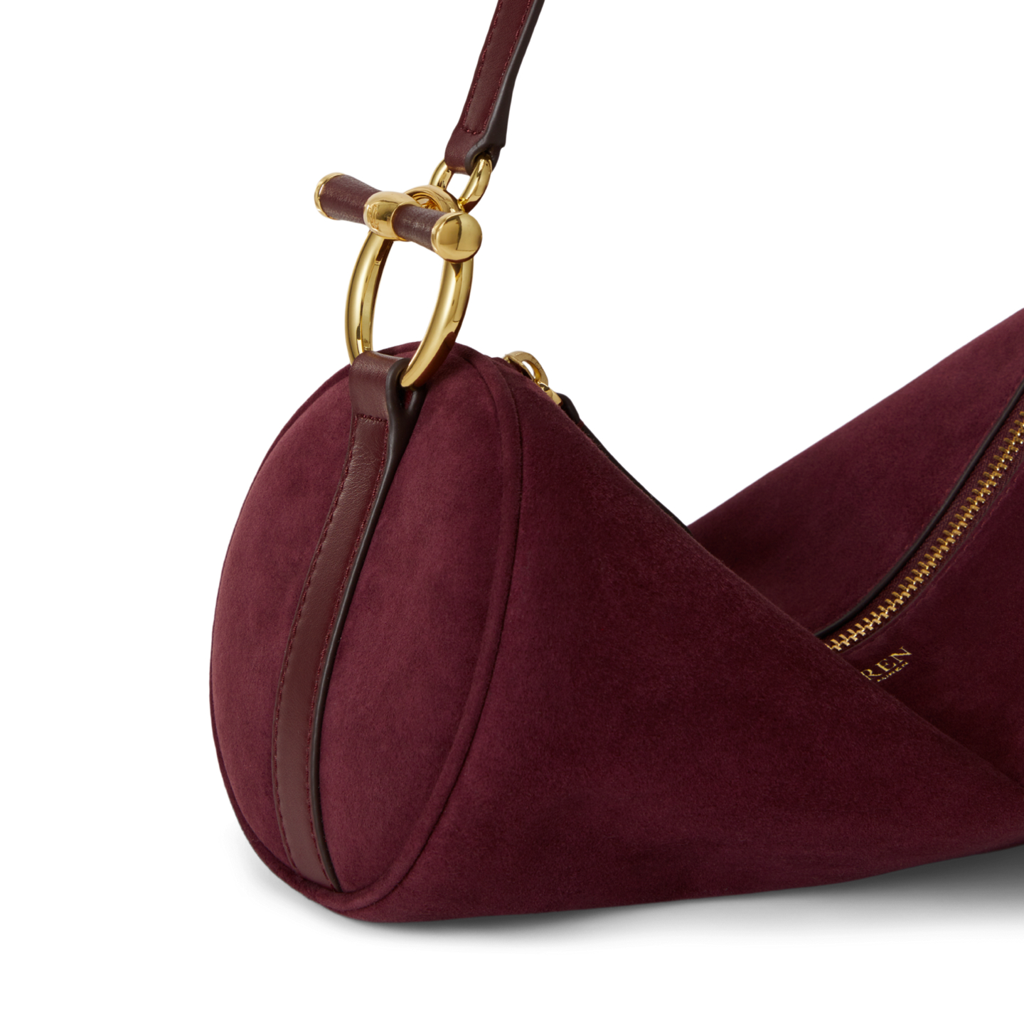 Женская сумка Ralph Lauren Sheep-Suede Medium Blaike Barrel, цвет: Тёмный гранатовый — фото 3