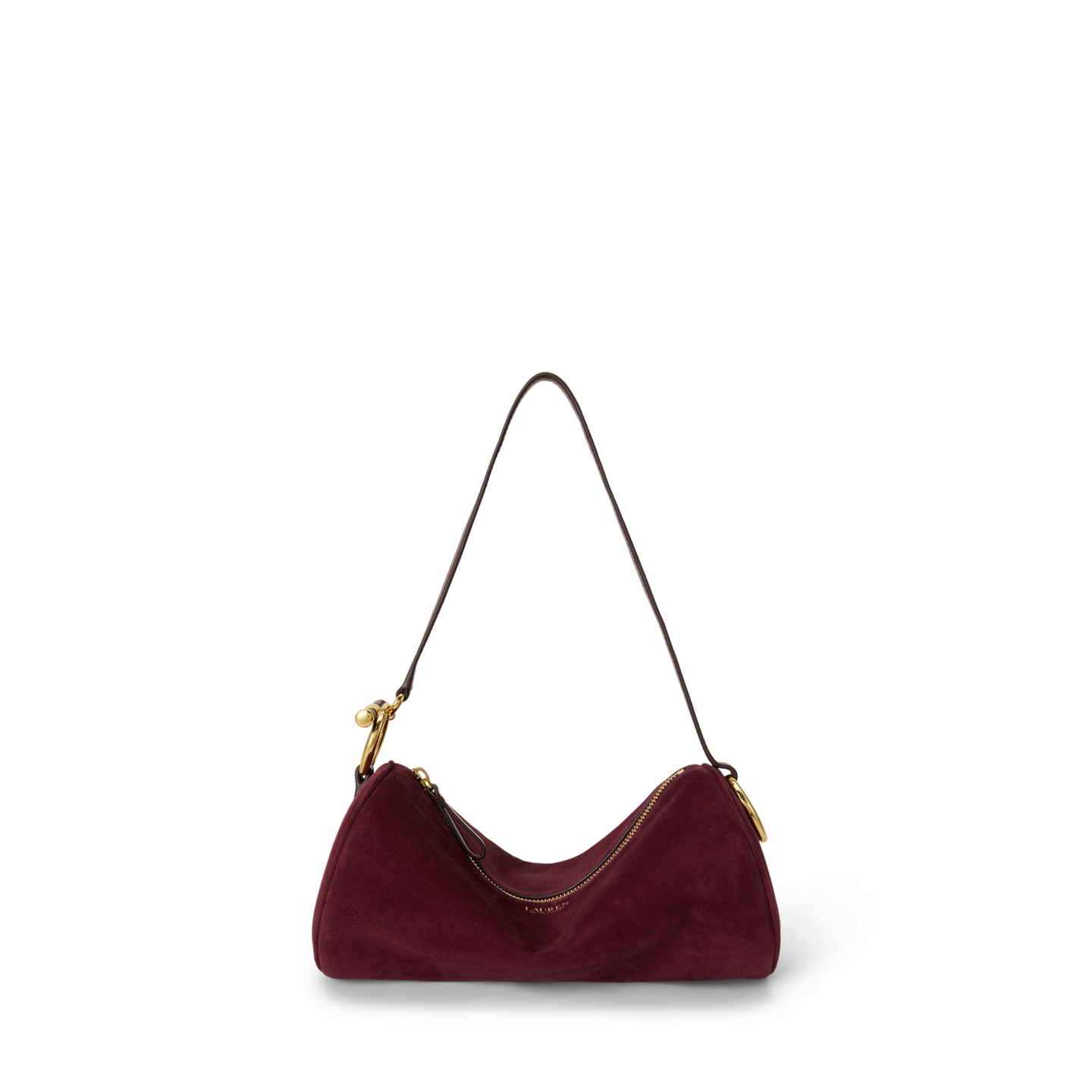 Женская сумка Ralph Lauren Sheep-Suede Medium Blaike Barrel, цвет: Тёмный гранатовый — фото 5