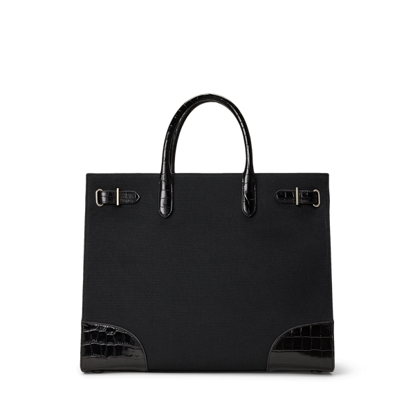 Crest-Motif Canvas Large Devyn Tote Bag