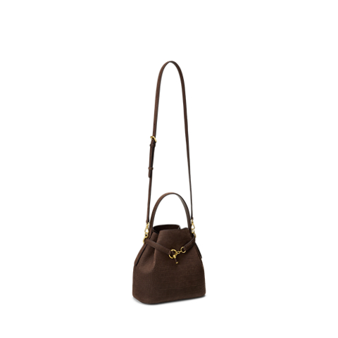 Женская сумка Ralph Lauren Embossed Nubuck Medium Blaike Bucket, цвет: Каштановый коричневый