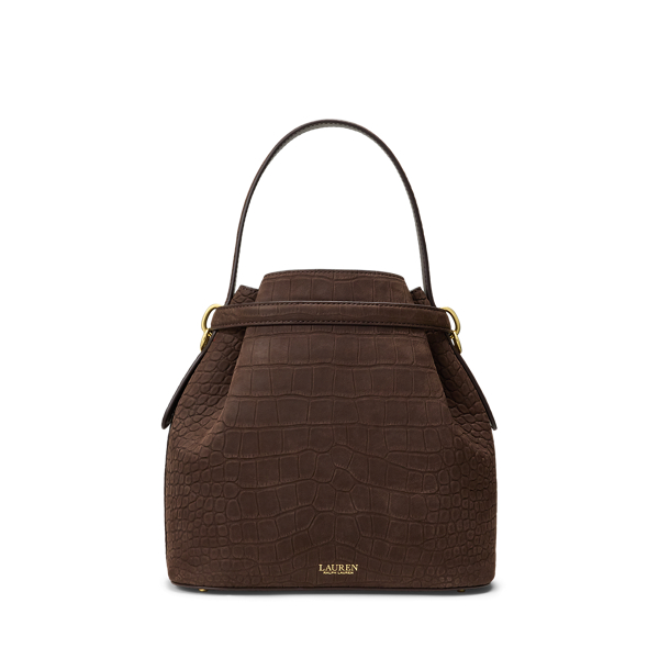 Chestnut Brown Embossed Nubuck Medium Blaike Bucket Bag Lauren 4