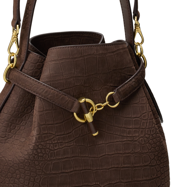 Chestnut Brown Embossed Nubuck Medium Blaike Bucket Bag Lauren 6
