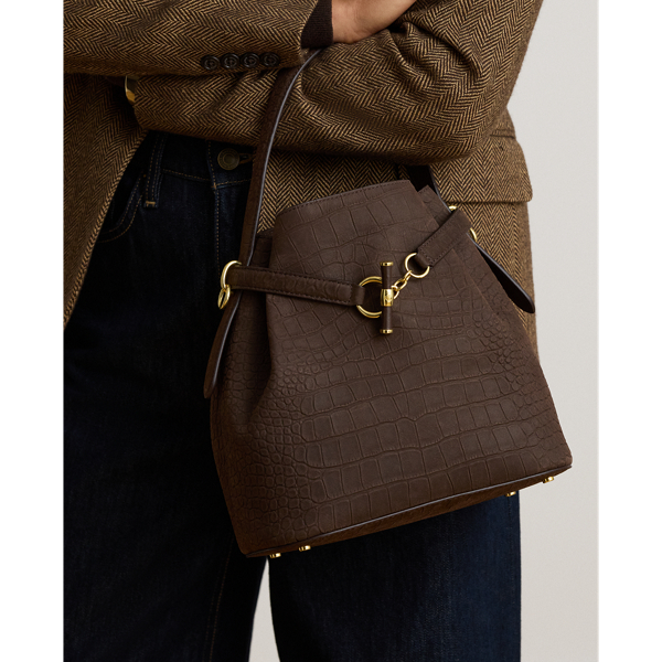Chestnut Brown Embossed Nubuck Medium Blaike Bucket Bag Lauren 7