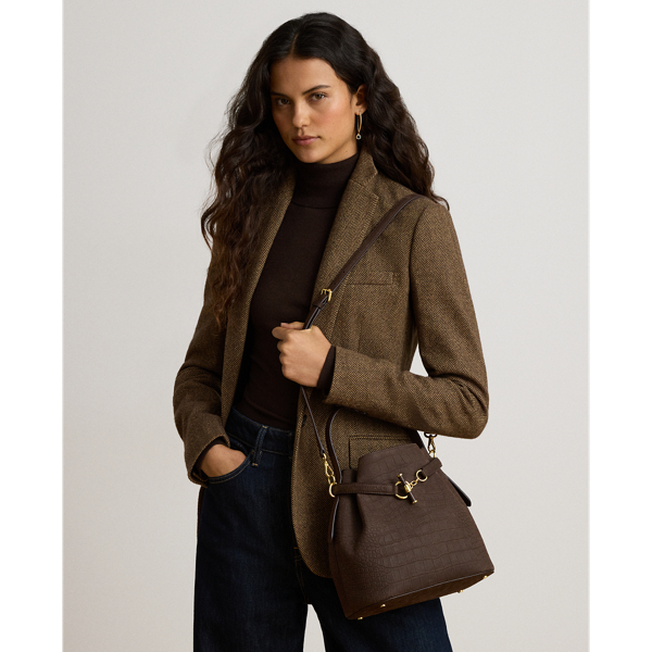 Chestnut Brown Embossed Nubuck Medium Blaike Bucket Bag Lauren 8