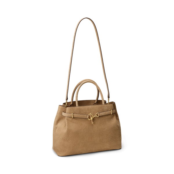 Camel Large Blaike Embossed Nubuck Satchel Lauren 3