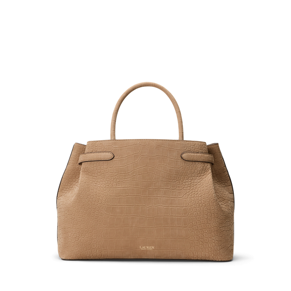 Camel Large Blaike Embossed Nubuck Satchel Lauren 4