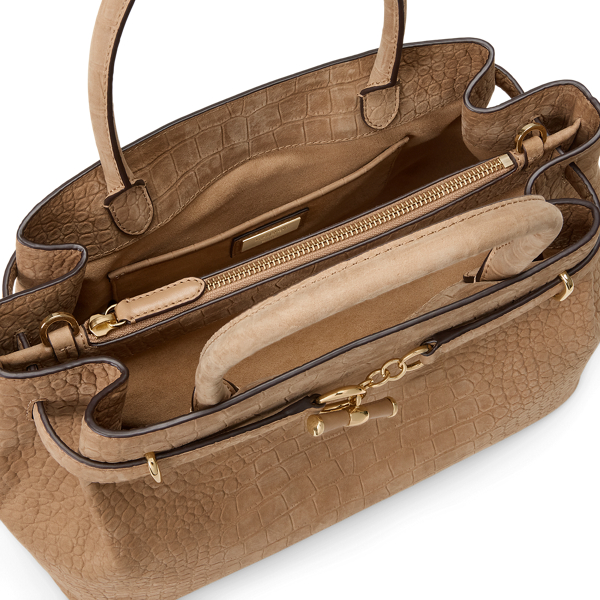 Camel Large Blaike Embossed Nubuck Satchel Lauren 5