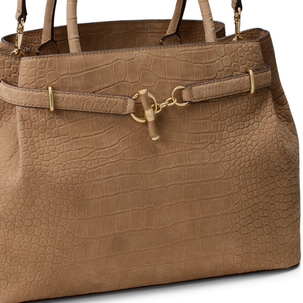 Camel Large Blaike Embossed Nubuck Satchel Lauren 6