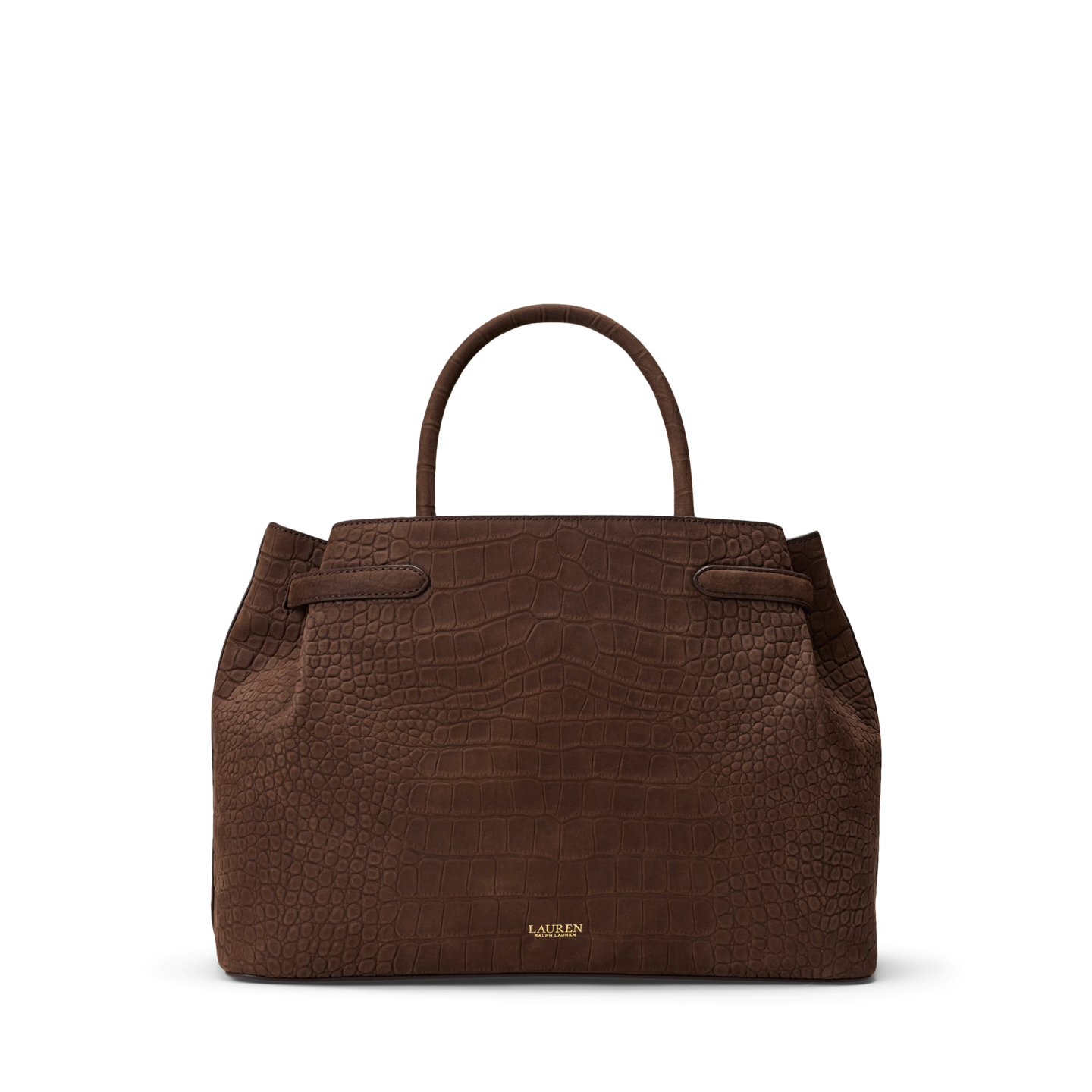 Женская сумка Ralph Lauren Embossed Nubuck Large Blaike Satchel, цвет: Каштановый коричневый — фото 2
