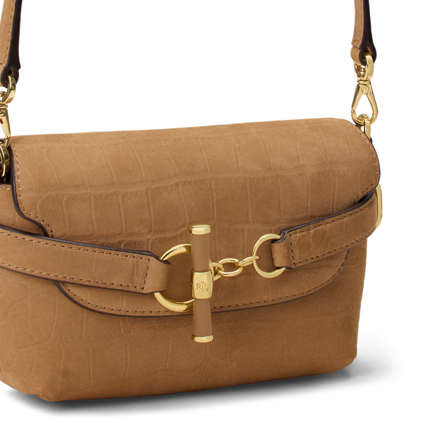 Camel Croc-Embossed Small Blaike Crossbody Bag Lauren 5
