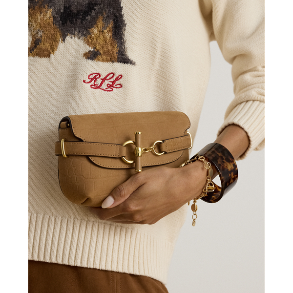 Camel Croc-Embossed Small Blaike Crossbody Bag Lauren 6
