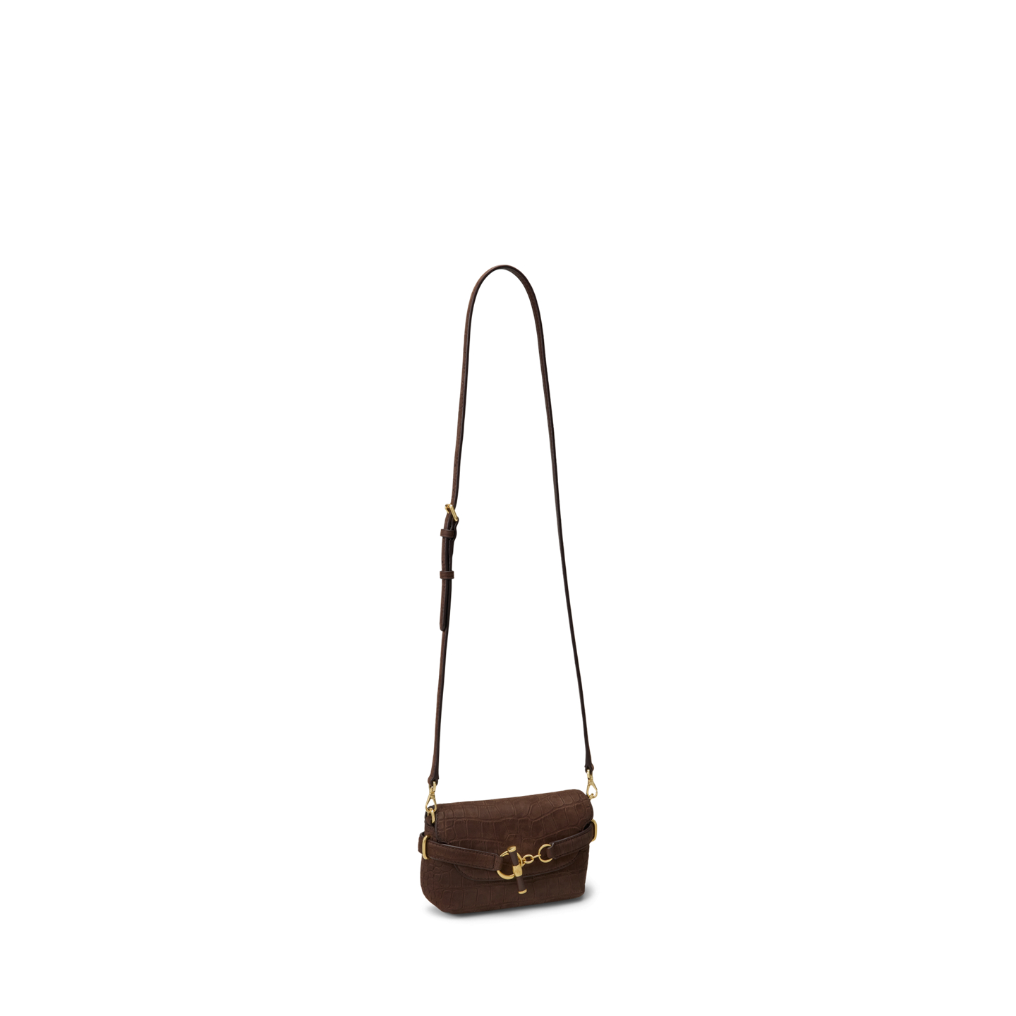 Женская сумка Ralph Lauren Croc-Embossed Small Blaike Crossbody, цвет: Каштановый коричневый — фото 1