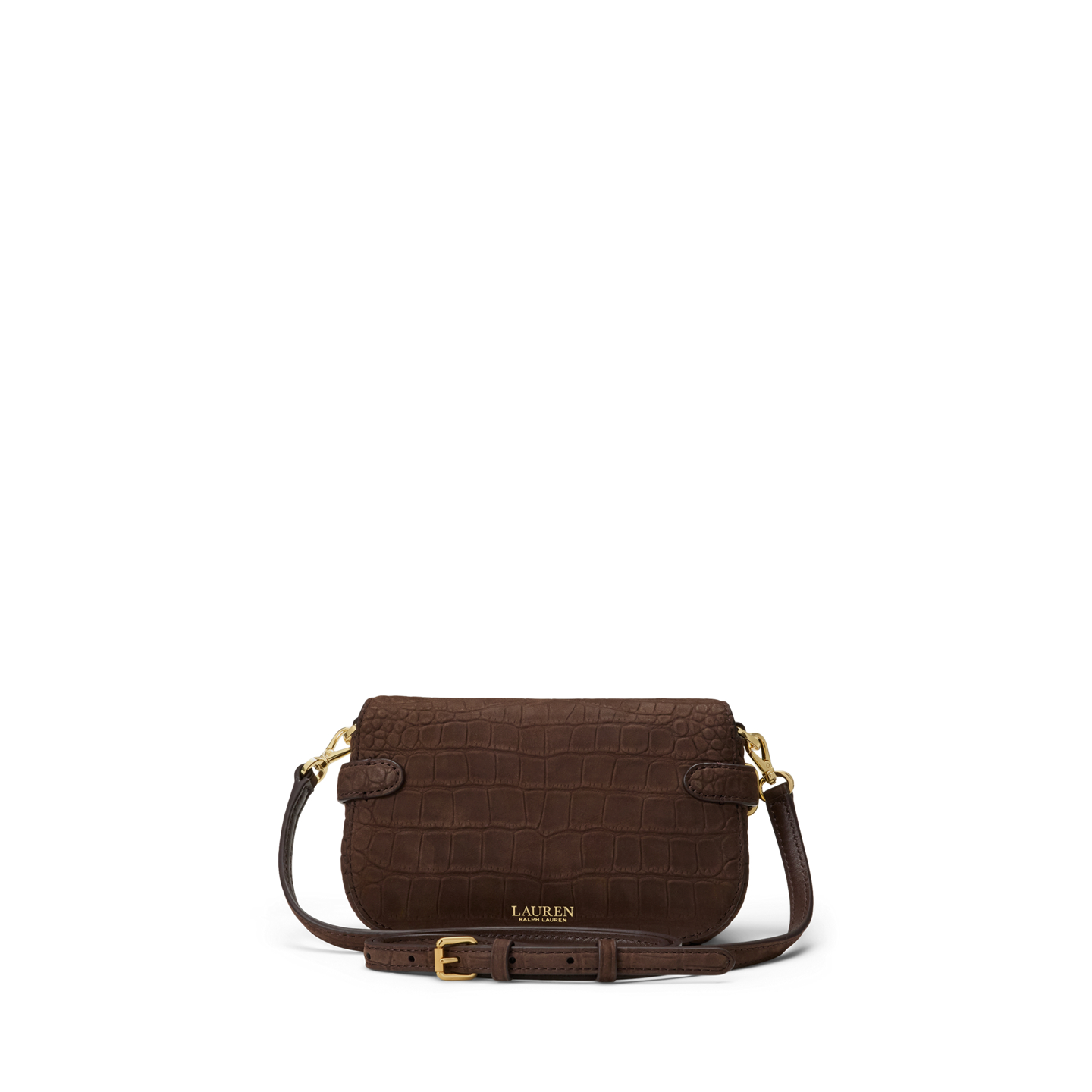 Женская сумка Ralph Lauren Croc-Embossed Small Blaike Crossbody, цвет: Каштановый коричневый — фото 2