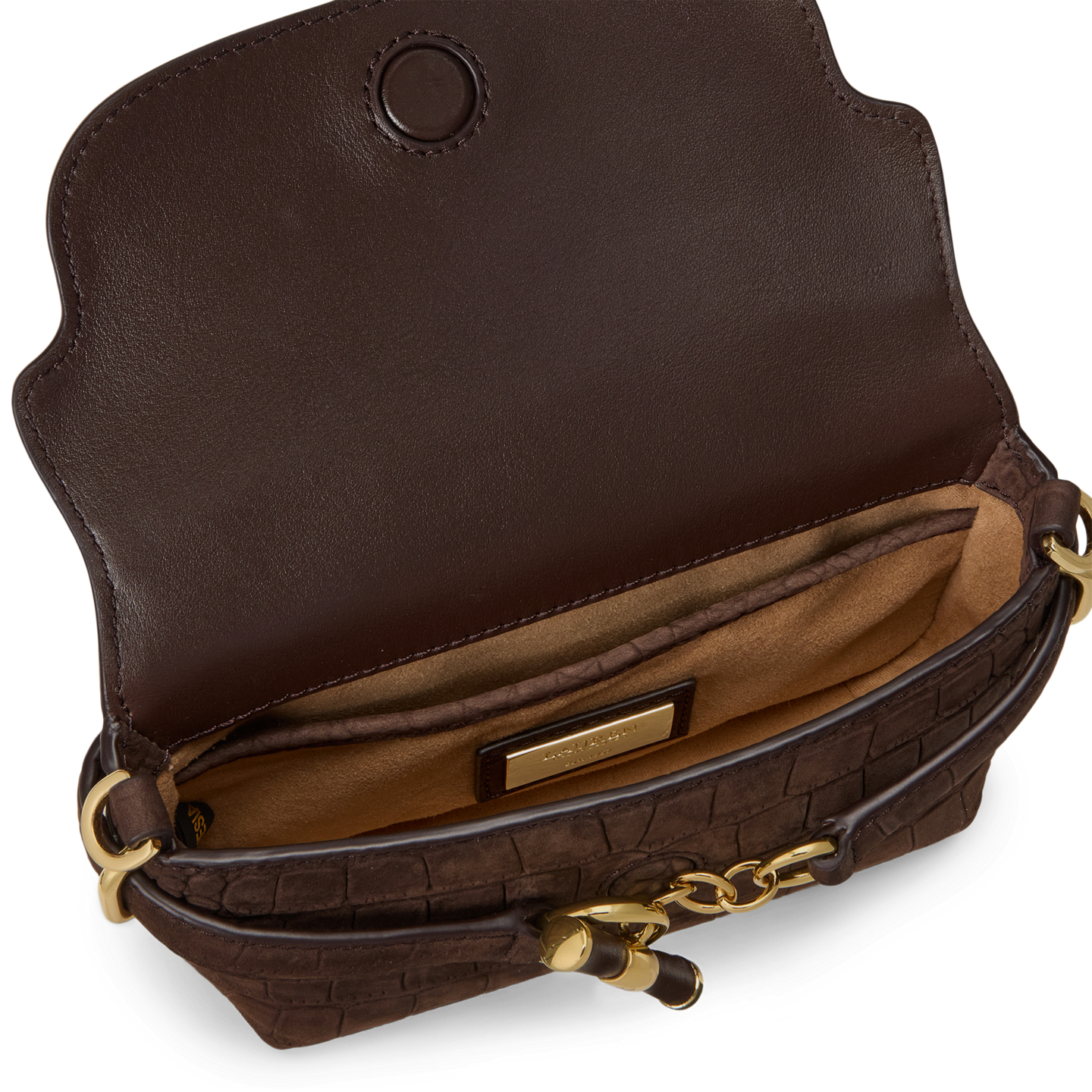 Женская сумка Ralph Lauren Croc-Embossed Small Blaike Crossbody, цвет: Каштановый коричневый — фото 3