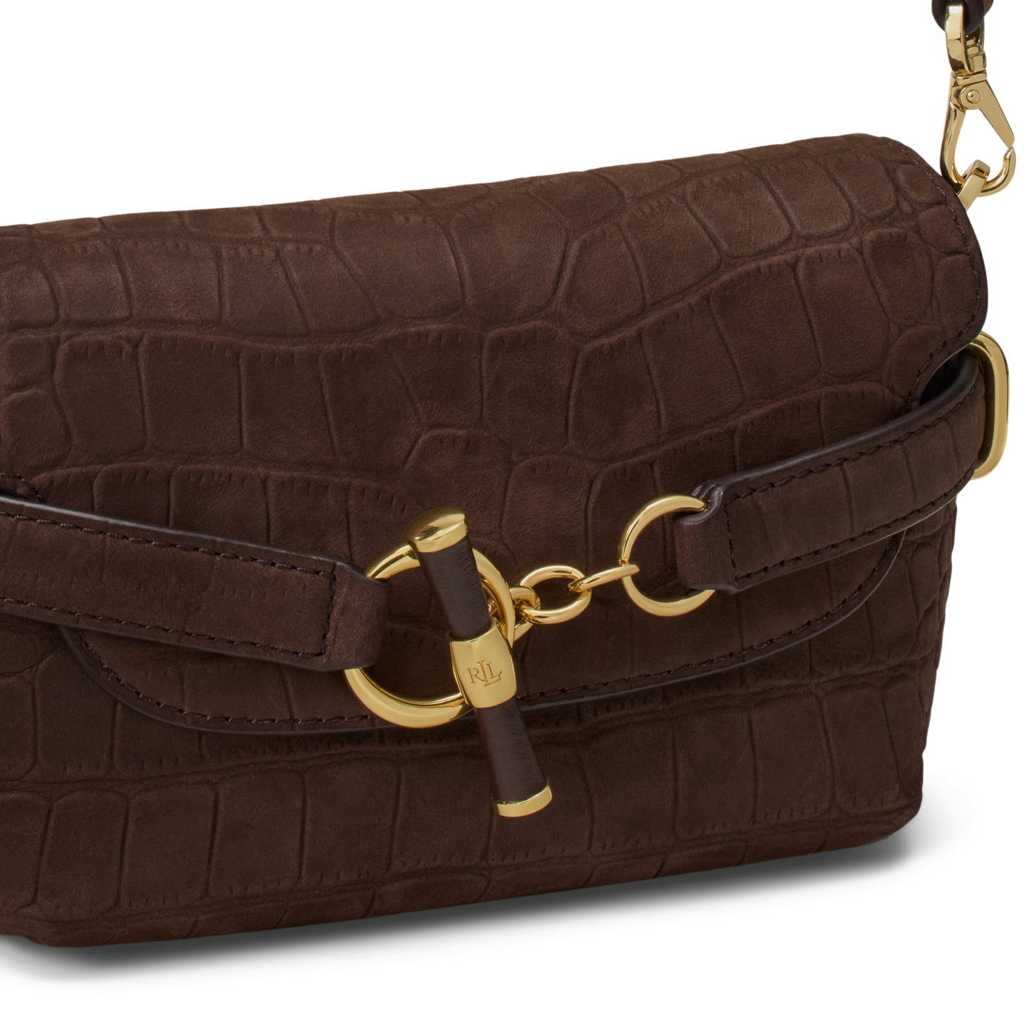 Женская сумка Ralph Lauren Croc-Embossed Small Blaike Crossbody, цвет: Каштановый коричневый — фото 4