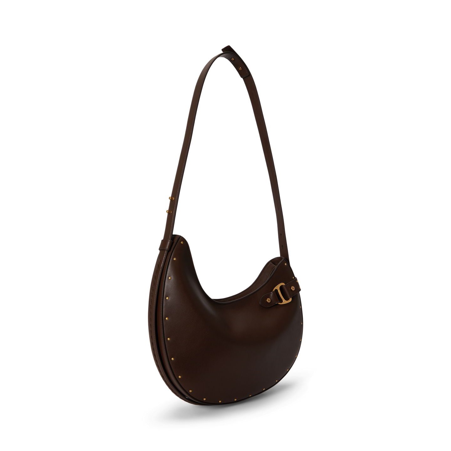 Женская сумка Ralph Lauren Studded Leather Large Tasha Shoulder, цвет: Каштановый коричневый — фото 1