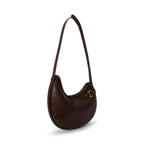 Женская сумка Ralph Lauren Studded Leather Large Tasha Shoulder, цвет: Каштановый коричневый