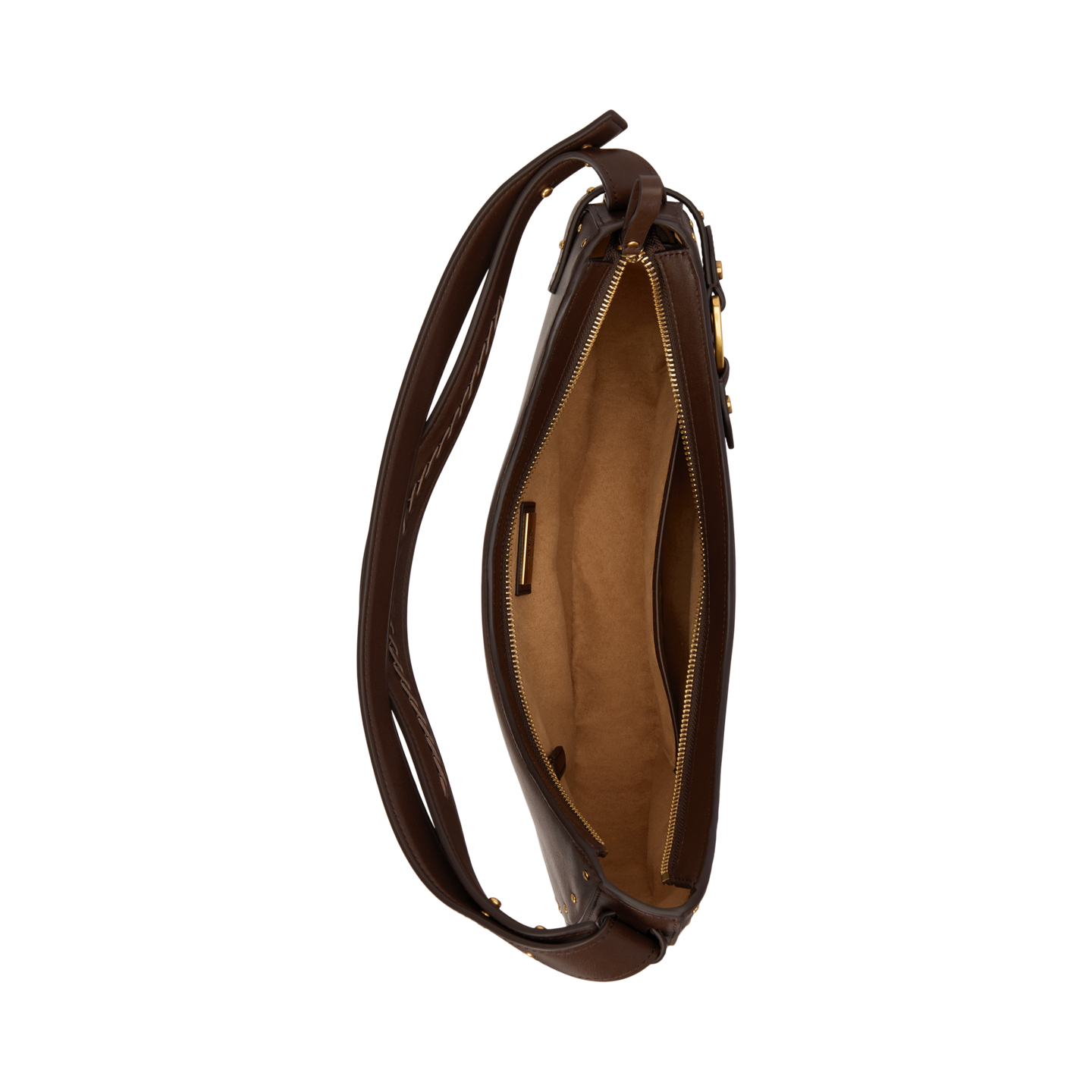 Женская сумка Ralph Lauren Studded Leather Large Tasha Shoulder, цвет: Каштановый коричневый — фото 3