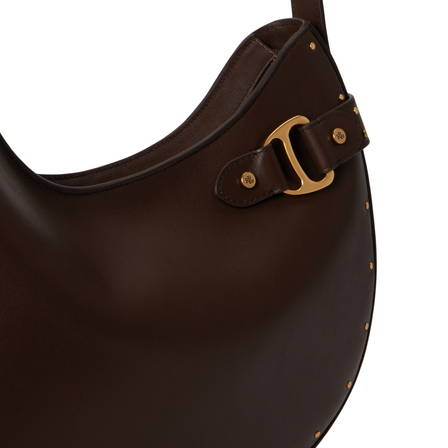 Женская сумка Ralph Lauren Studded Leather Large Tasha Shoulder, цвет: Каштановый коричневый — фото 4