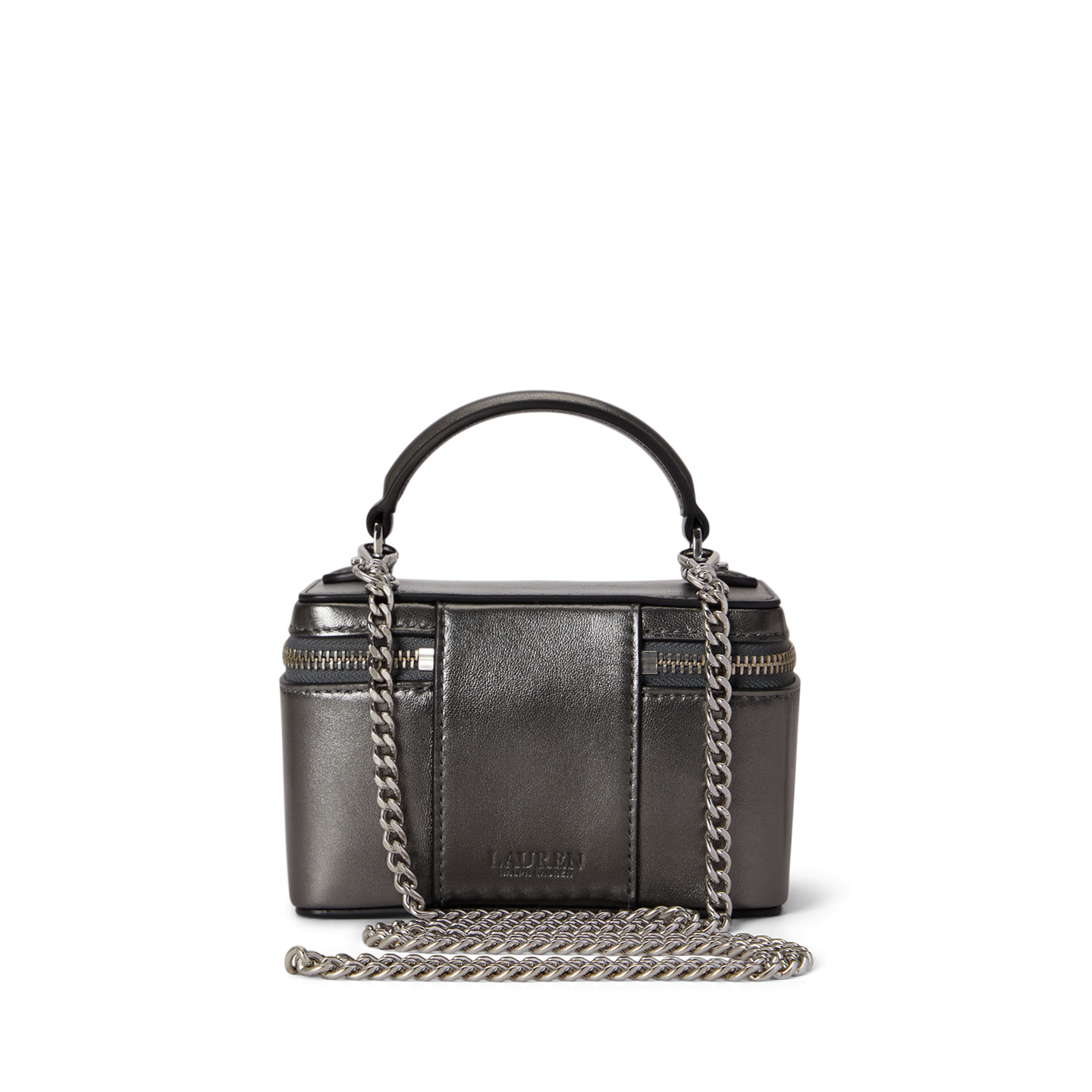 Женская сумка Ralph Lauren Metallic Small Hallee Crossbody, цвет: Тёмный оловянный — фото 2