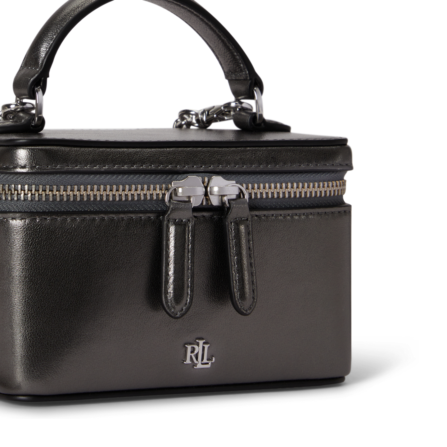 Женская сумка Ralph Lauren Metallic Small Hallee Crossbody, цвет: Тёмный оловянный — фото 3