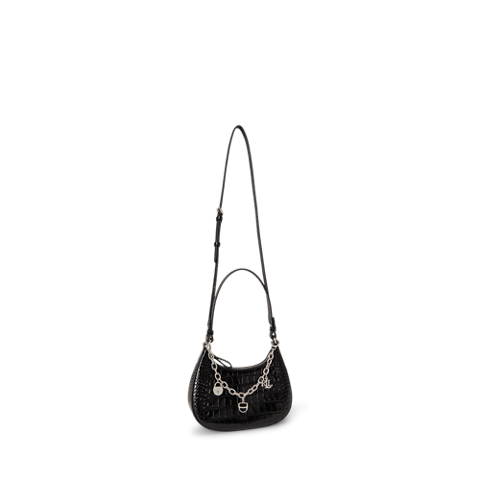 Женская сумка Ralph Lauren Embossed Medium Marcy Zip Shoulder, цвет: Чёрный