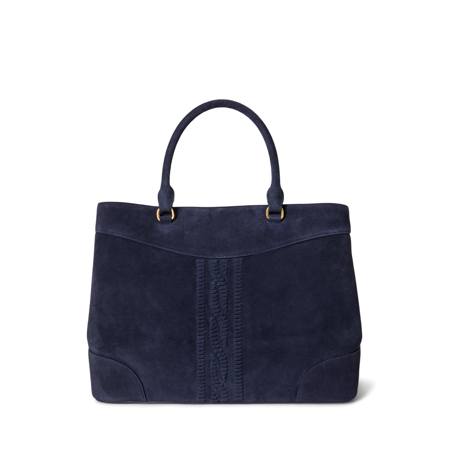Женская сумка Ralph Lauren Cable-Embossed Suede Large Marcy Satchel, цвет: Тёмно-синий — фото 2