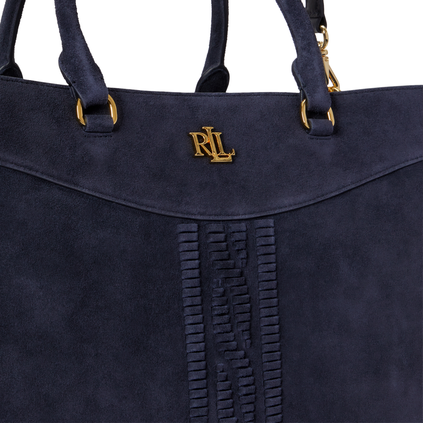 Женская сумка Ralph Lauren Cable-Embossed Suede Large Marcy Satchel, цвет: Тёмно-синий — фото 4