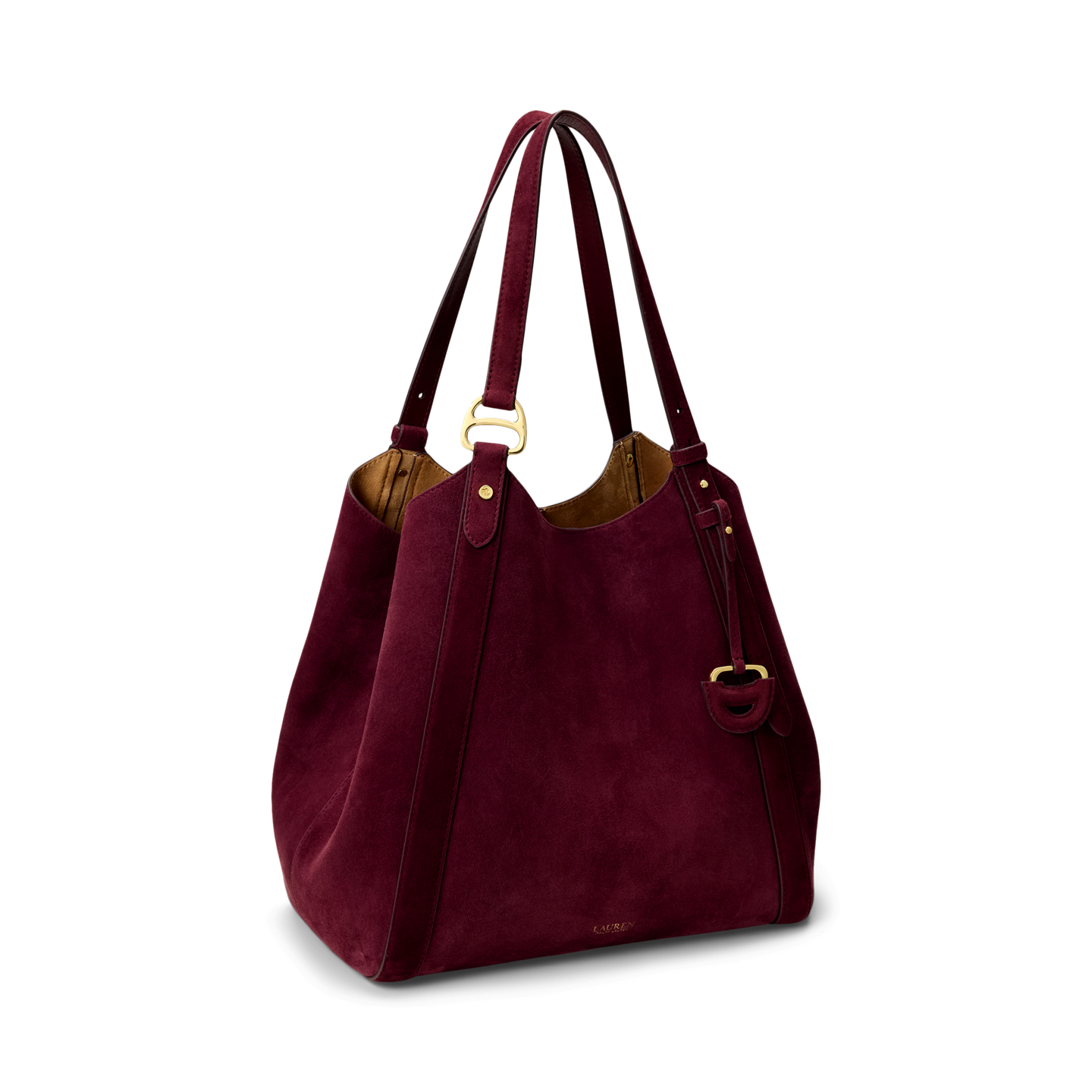 Женская сумка Ralph Lauren Sheep-Suede Large Tasha, цвет: Тёмный гранатовый — фото 1