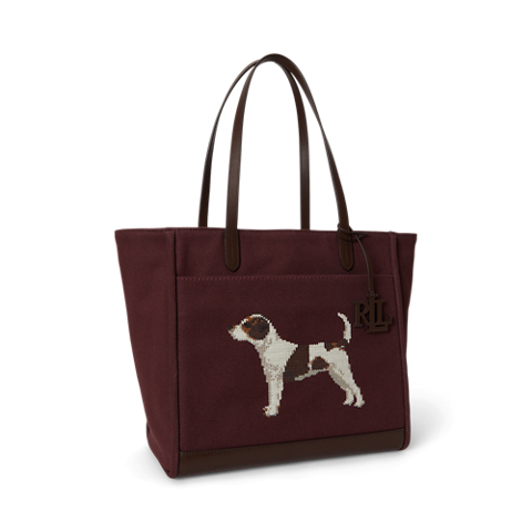 Женская сумка Ralph Lauren Dog-Embroidered Large Cameryn, цвет: Гранатовый / Коричневый