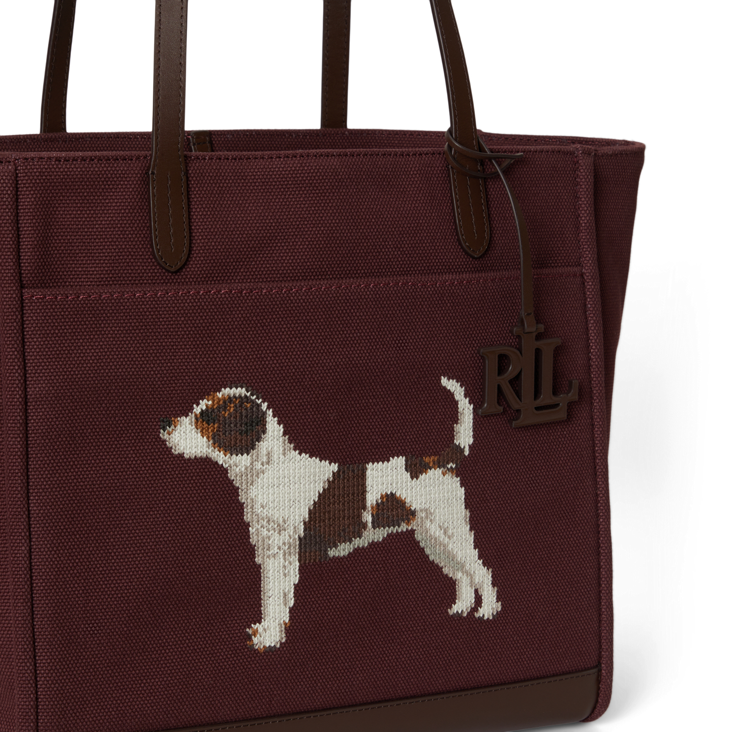 Женская сумка Ralph Lauren Dog-Embroidered Large Cameryn, цвет: Гранатовый / Коричневый — фото 3